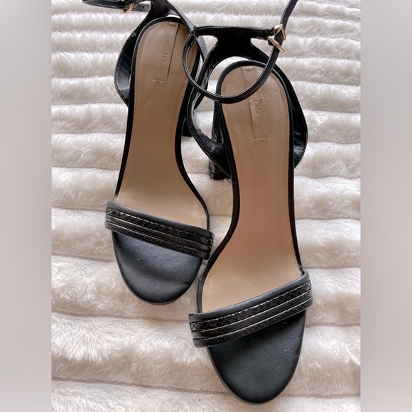 Aldo Black Strappy Heels - Picture 1 of 10